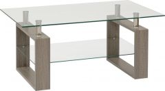 Milan Coffee Table - Light Charcoal / Clear Glass / Silver