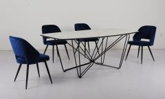 Mitchell Marble Dining Set with 6 Chairs - Navy