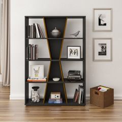 Naples Medium Bookcase - Black/Pine Effect