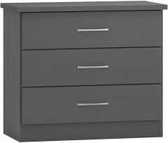 Nevada 3 Drawer Chest - 3D Effect Grey