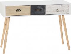 Nordic 3 Drawer Occasional Table - White / Distressed