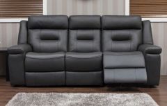 Osbourne Leather 3 Seater Recliner Sofa 3RR - Dark Grey