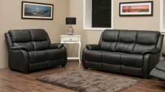 Parker Leather Fixed Sofa Suite 3+2 - Black