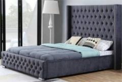 Princess Fabric Single Bed 3ft - Dark Grey