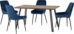 Quebec Straight Edge Dining Set with Sapphire Blue Avery Chairs