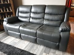 Roman Leather 3 Seater Recliner Sofa 3RR - Grey