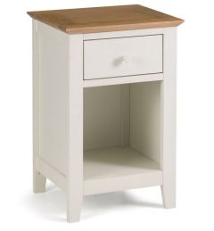 Salerno Oak 1 Drawer Bedside - Ivory / Oak