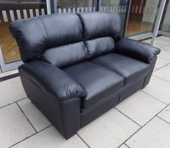 Silvia Leather GEL 2 Seater Sofa - Black