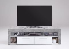 Vibio 2 Drawer TV Unit - White / Concrete