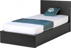 Waverley Leather Single Storage Bed 3ft - Black