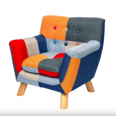 Annah Linen Patchwork Kid's Chair Multicolour