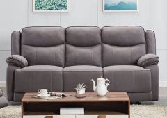 Brody Fabric 3 Seater Recliner Sofa - Light Grey Storm