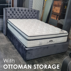 Buckingham GREY Velvet Wing Back Double Storage Bed - 4ft 6in
