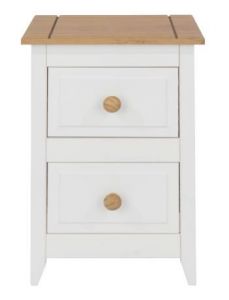 Capri 2 Drawer Petite Bedside Cabinet - White/Pine