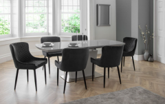Como High Gloss Grey Table & 6 Luxe Grey Chairs