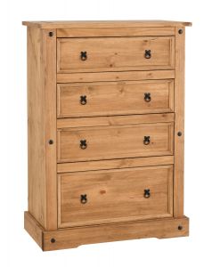 Corona 4 Drawer Chest - Distressed Waxed Pine