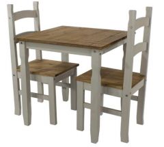 Corona Square Dining Set with 2 Chairs - Grey
