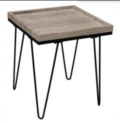 Deco Lamp Table With Black Metal Legs - Natural