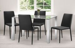 Enzo & Jazz Glass Dining Set 4 Chairs - Black