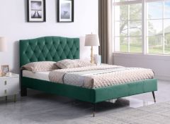 Freya Fabric Double Bed 4ft 6in - Green Velvet