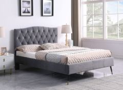 Freya Fabric Double Bed 4ft 6in - Grey Velvet