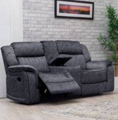 Gresham Fabric Recliner 2 Seater Console - Dark Grey