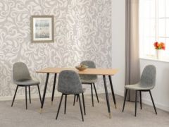 Hamilton Medium Dining Set with Athens Chairs - Medium Oak Effect/Black/Grey Faux Leather