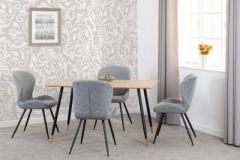 Hamilton Medium Dining Set with Quebec Chairs - Medium Oak Effect/Black/Grey Faux Leather