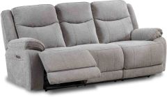 Herbert Fabric 3 Seater Electric Recliner Sofa - Light Grey