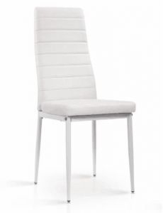 Pearl Leather Chair with White Legs - White