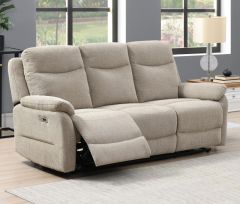 Keegan Fabric Electric 3 Seater - Oatmeal