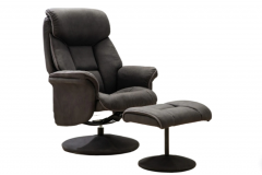 Kenmare Chair & Footstool - Dark Grey  RH-6