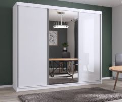 Luxxe Sliding Wardrobe 250cm - White Gloss