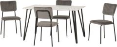 Marlow Dining Set with Sheldon Chairs - Black Marble Effect/Black/Grey Velvet Fabric