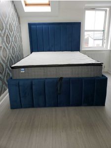 Milan Fabric King Size Bed 5ft - Plush Blue