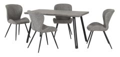 Quebec Wave Edge Dining Set - Concrete Effect/Grey/Black