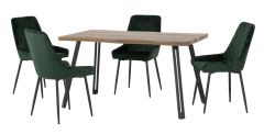 Quebec WAVE Edge Dining Set with Emerald Green Avery Chairs