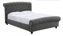 Santafe Linen Fabric Double Bed 4'6ft  - Grey