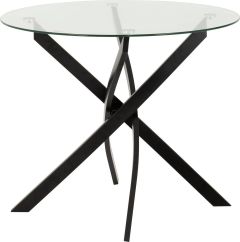 Sheldon Round Glass Top Dining Table - Clear Glass / Black