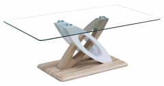 Solar Glass Coffee Table - Natural Wood