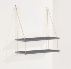 Thames Double Narrow Rope Shelf - Grey Effect