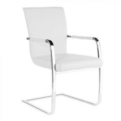 Una PU Arm Chair - White/Chrome