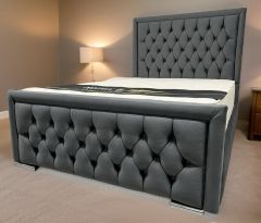 Vienna Fabric Ottoman King Size Bed 5ft - Plush Charcoal 