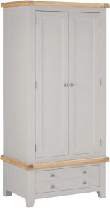 Windsor 2 Door 1 Drawer Wardrobe - Pebble Grey/Oak