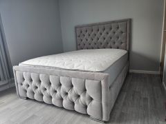 Vienna Plush Fabric Bed - Light Silver