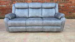 Richmond Fabric 3 Seater Recliner with Drop Table - Dark Grey