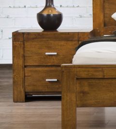 California Solid Acacia 2 Drawers Bedside - Rustic Oak