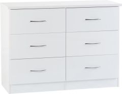 Nevada 6 Drawer Chest - White Gloss