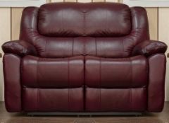 Parker Leather 2 Seater Fixed Sofa - Wine
