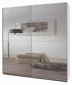 Queen Mirrored Sliding Wardrobe 1.8m - White